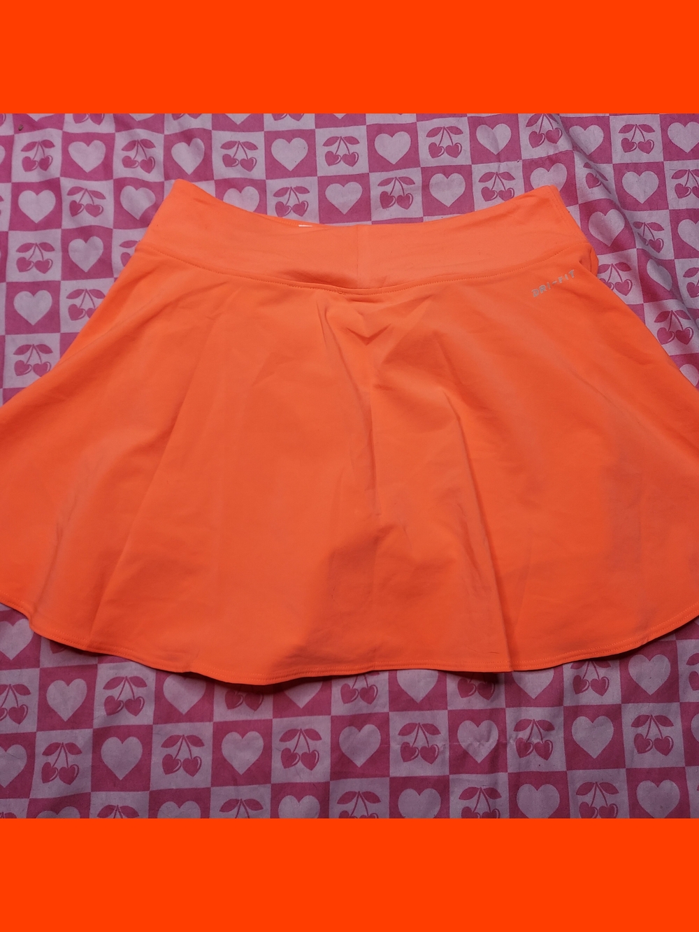 Nike Bright Orange Flared Tennis Skirt with Swoosh - Picture 3 of 3